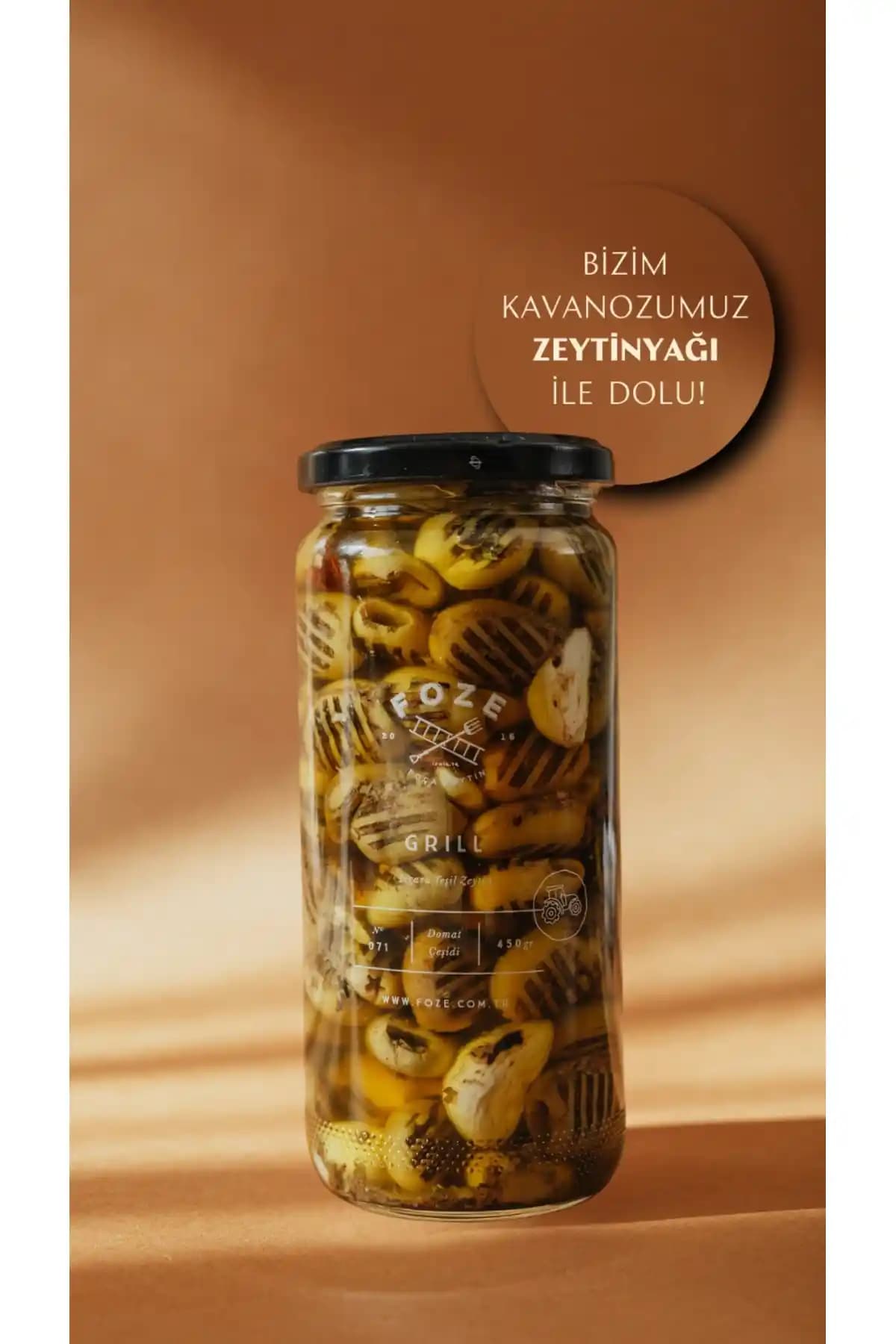 Foze Grill Yeşil Zeytin 450 Grak, Doğal ve Marine Edilmiş Lezzetli Atıştırmalık