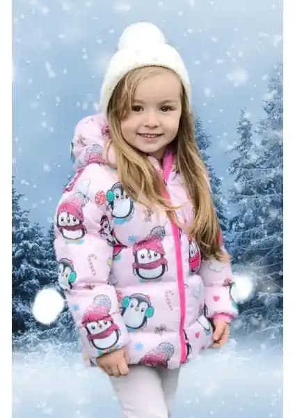 Freemen DCM-101 Kız Çocuklar İçin Dijital Baskılı Su Geçirmez Kış Montu
