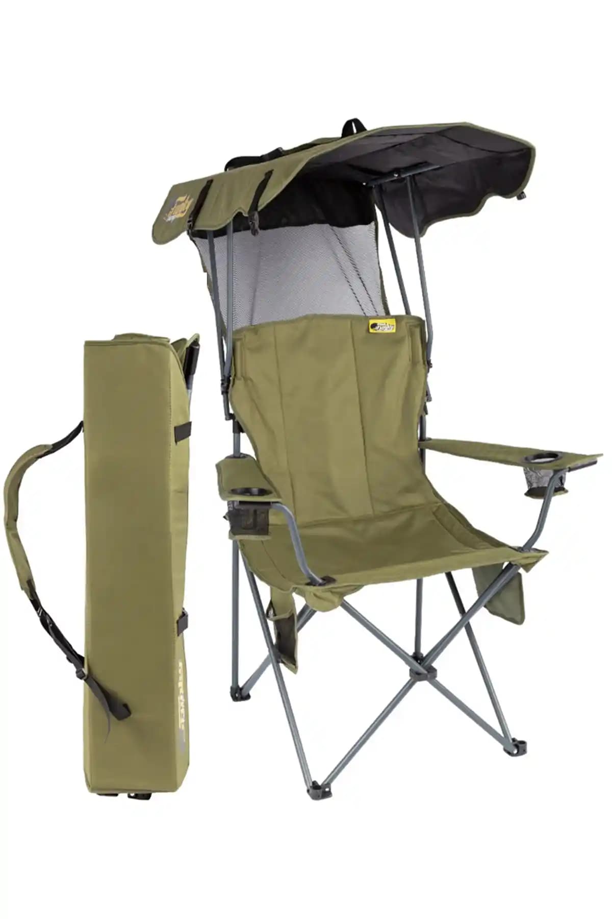 Funky Chairs Gölgelikli Kamp Sandalyesi Haki Renkli Dayanıklı ve Taşınabilir Tasarım