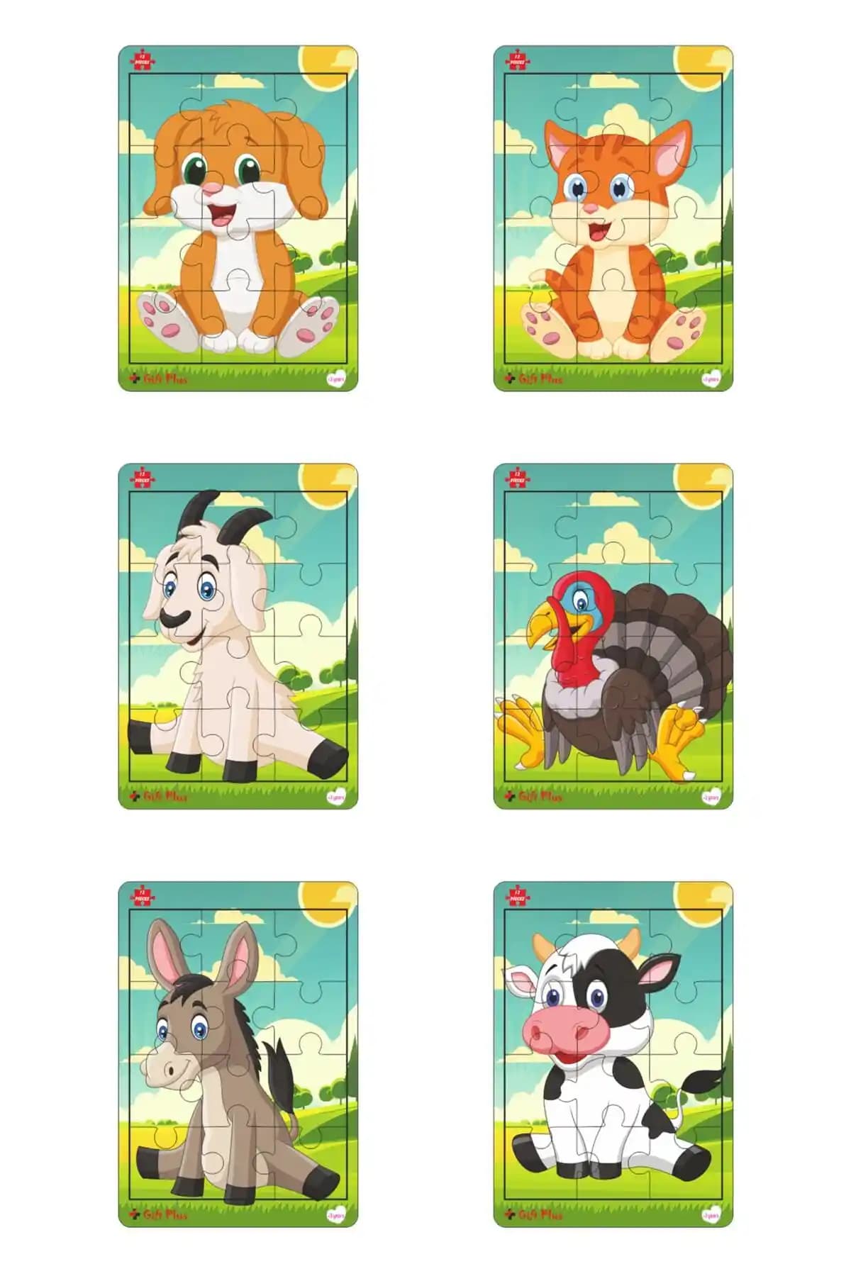 Gift Plus Ahşap Puzzle 6'lı Set Çocuklar İçin Eğitici ve Eğlenceli Oyun Deneyimi
