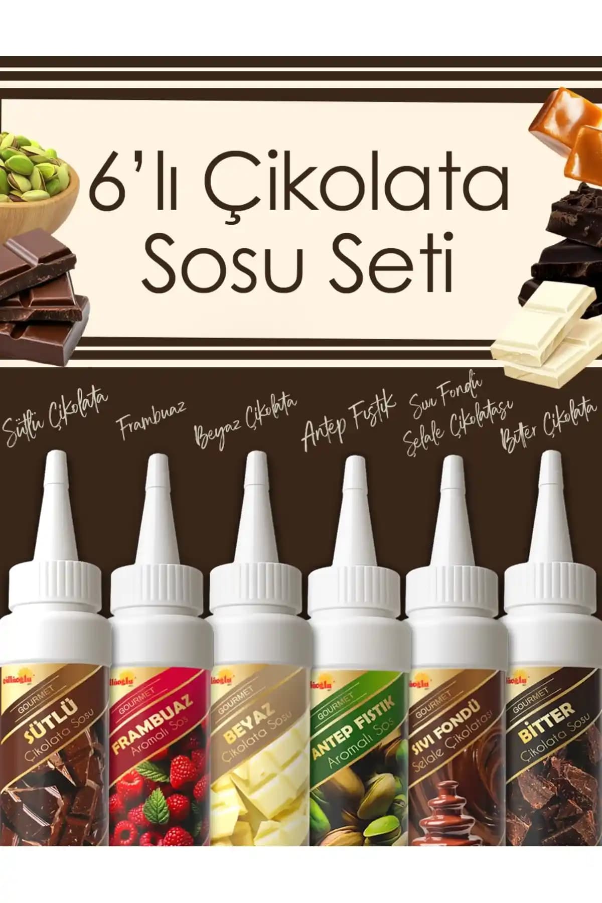 Güllüoğlu'nun 6'lı Çikolata Sosları Seti: Tatlılarınızı Zenginleştiren Lezzetler