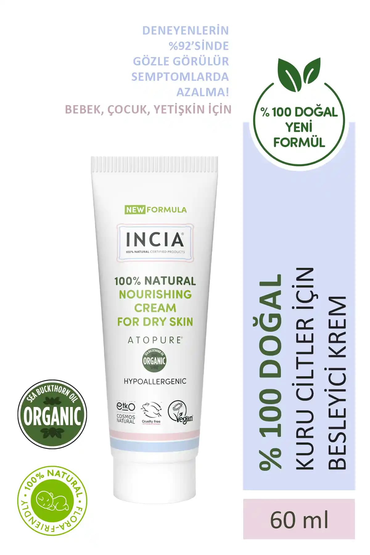 INCIA %100 Doğal Atopiğe Eğilimli Ciltler İçin Jel Krem: Nemlendirici ve Yatıştırıcı Bakım Ürünü