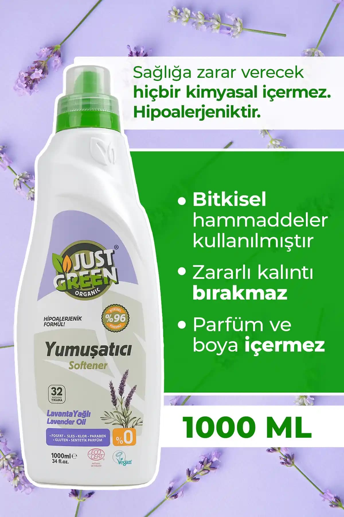Just Green Organik Bitkisel Çamaşır Yumuşatıcı: Doğal ve Güvenilir Temizlik Çözümü