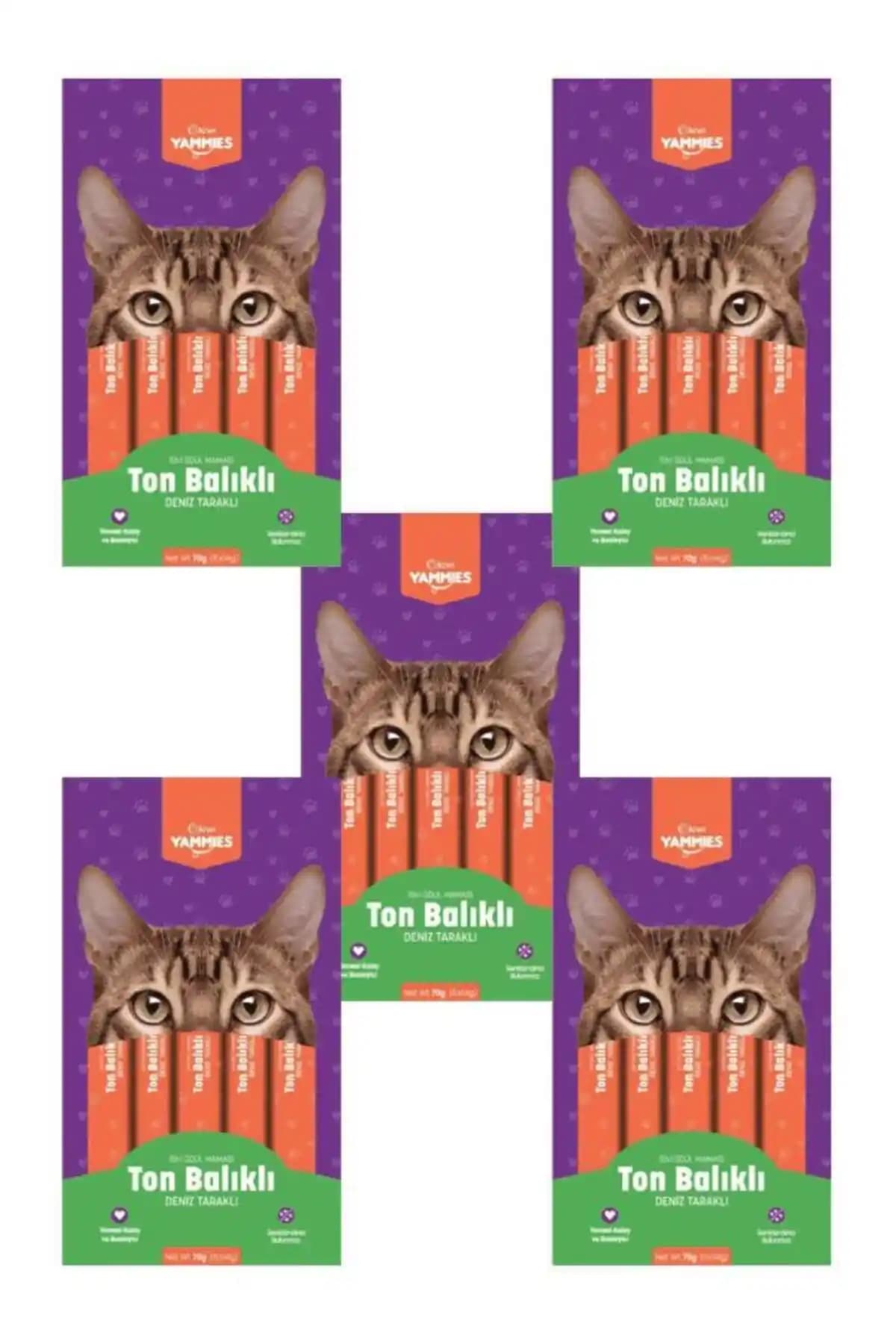 Kediler İçin Balık Aromalı Sıvı Ödül Maması 5 Paket 14g Her Paket Kullanışlı ve Lezzetli