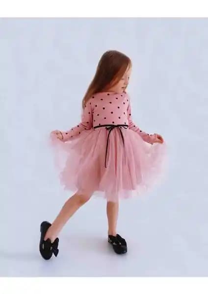 Linda Kız Çocuk Prenses Tütü Elbise Gül Kurusu Renkli Şık ve Rahat Tasarım