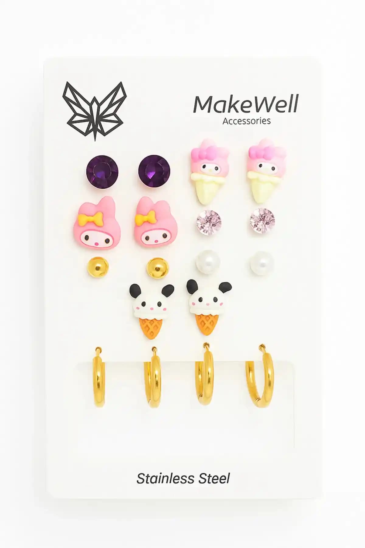 MakeWell Çelik Küpe Seti Renk Atmaz Kararmaz Güvenli ve Şık Tasarımlar