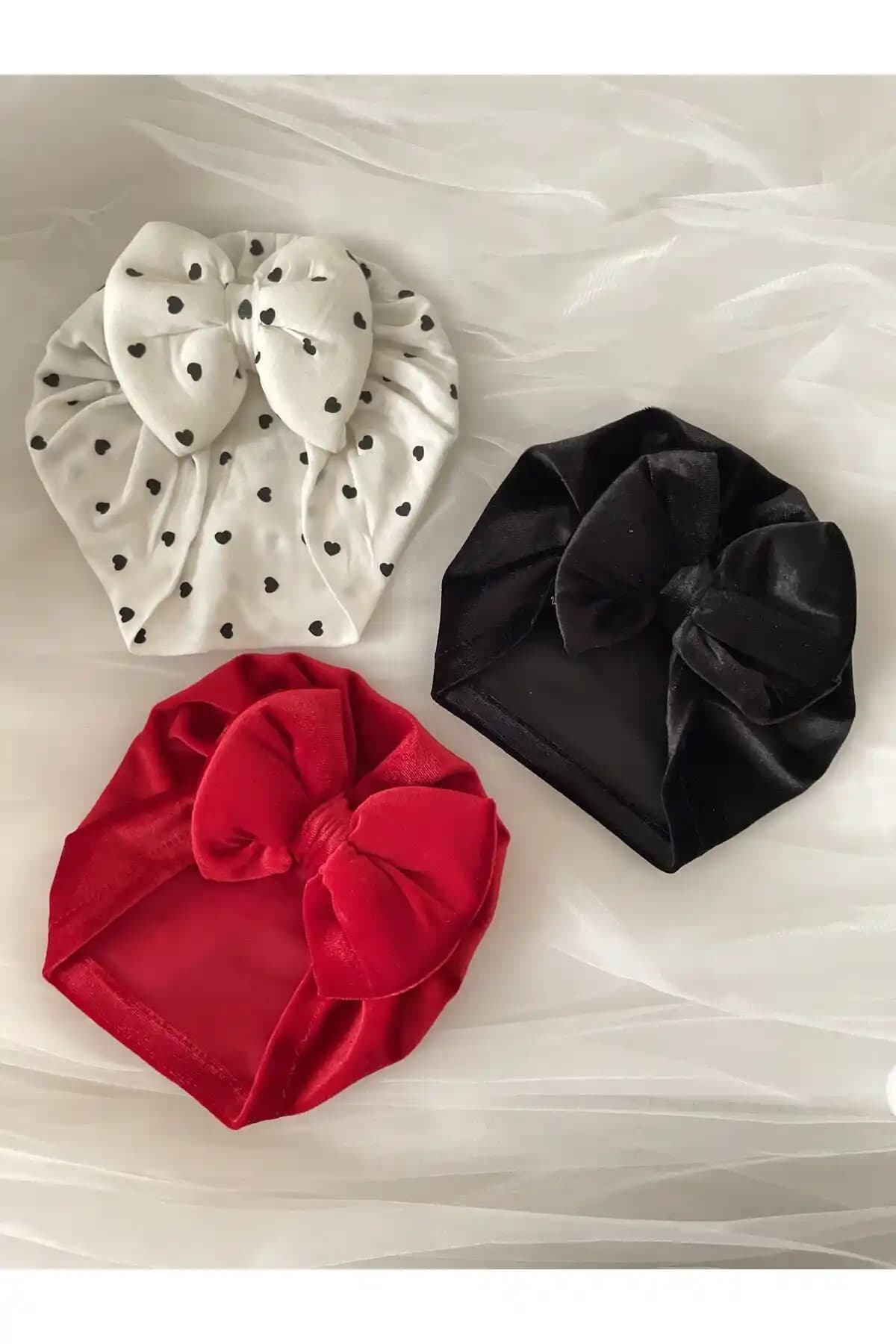 MASALBABY Kız Bebek 3'lü Saç Bonesi Seti: Şık ve Konforlu Bebek Saç Aksesuarları