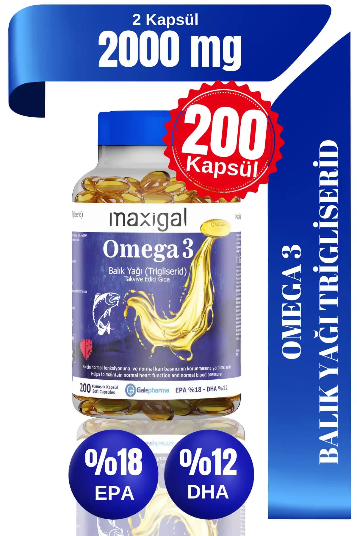 Maxigal Omega 3 Balık Yağı 2000 Mg Sağlıklı Yaşam İçin Güvenilir Takviye Ürünü