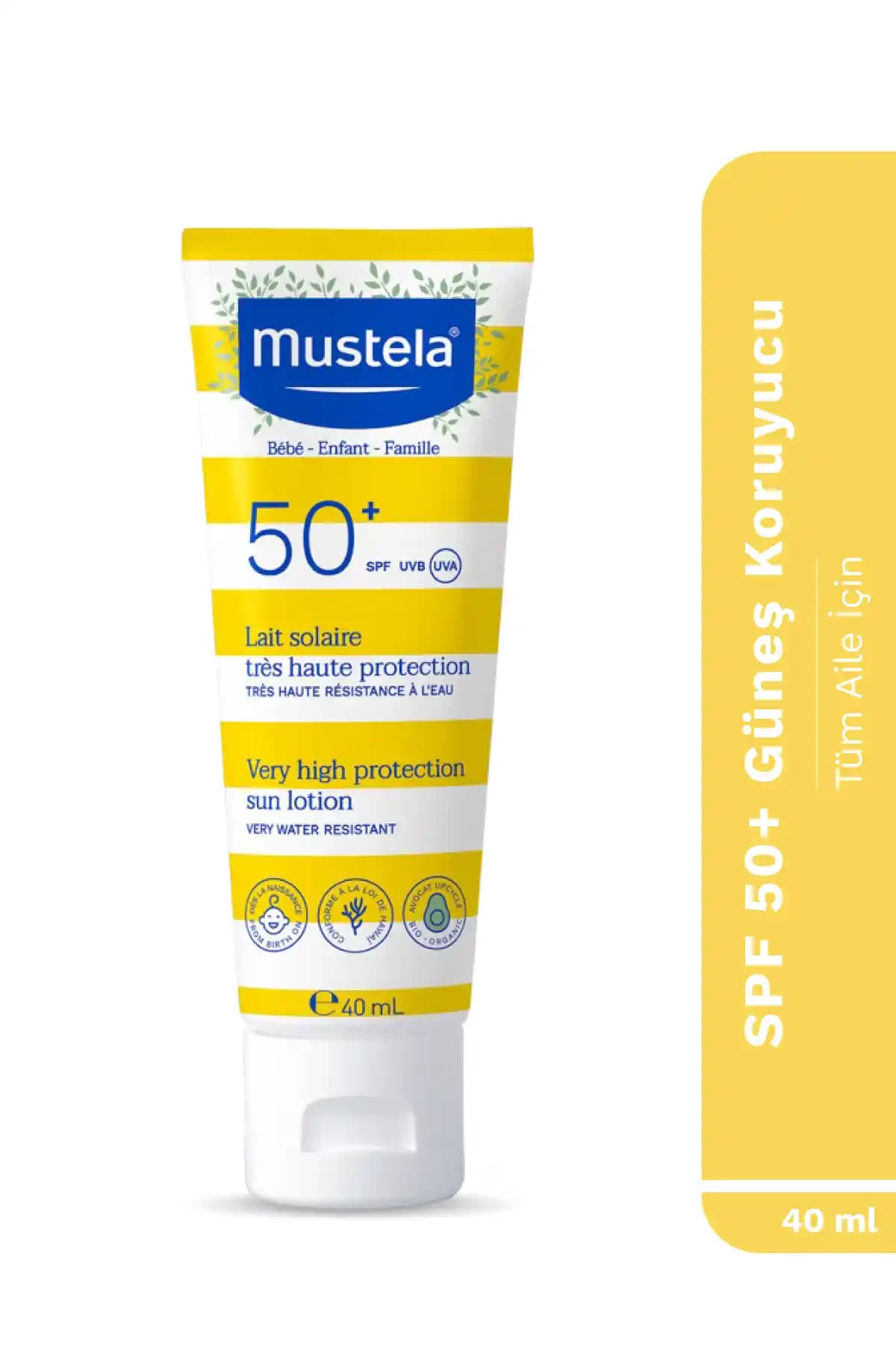 Mustela SPF 50+ Güneş Koruyucu Yüz ve Vücut, Hassas ve Çocuk Ciltleri İçin Güvenilir Koruma