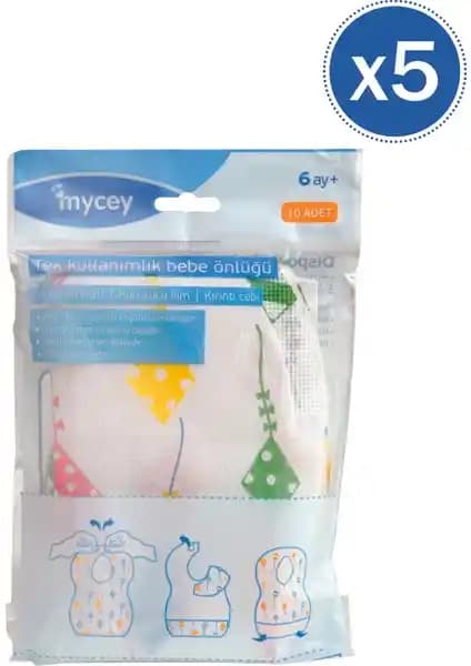 MYCey Kullan At Önlük 10 Adet 5'li Paket Bebekler İçin Pratik ve Güvenilir Koruma