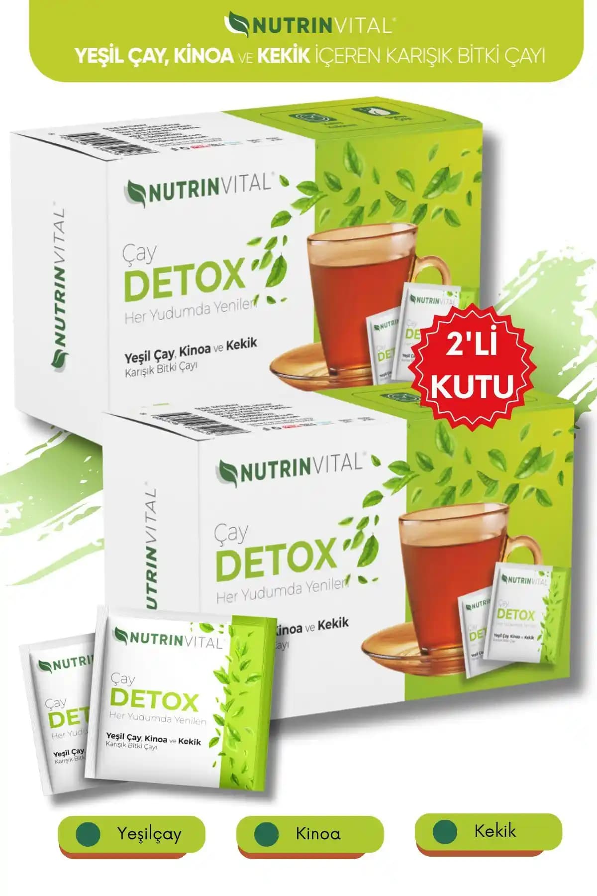 NUTRINVITAL İkili Kutu Detox ve Kinoa Çayı Sağlıklı Yaşam ve Kilo Kontrolü İçin Doğal Çözüm