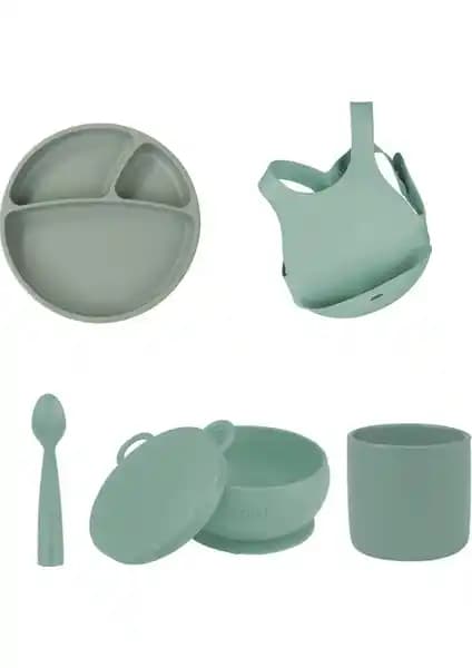 OiOi 5 Parça Önlüklü Bebek Seti Güvenli ve Kullanışlı Tasarım ile Sağlıklı Beslenme