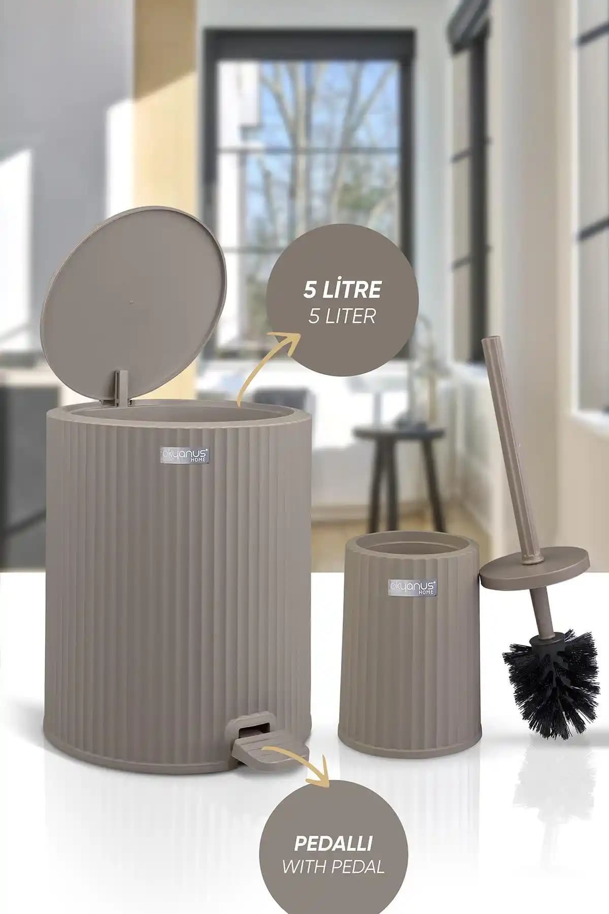 Okyanus Home Coliseum Vizon 2'li WC Kova ve Fırça Seti Pratik ve Şık Temizlik Çözümü