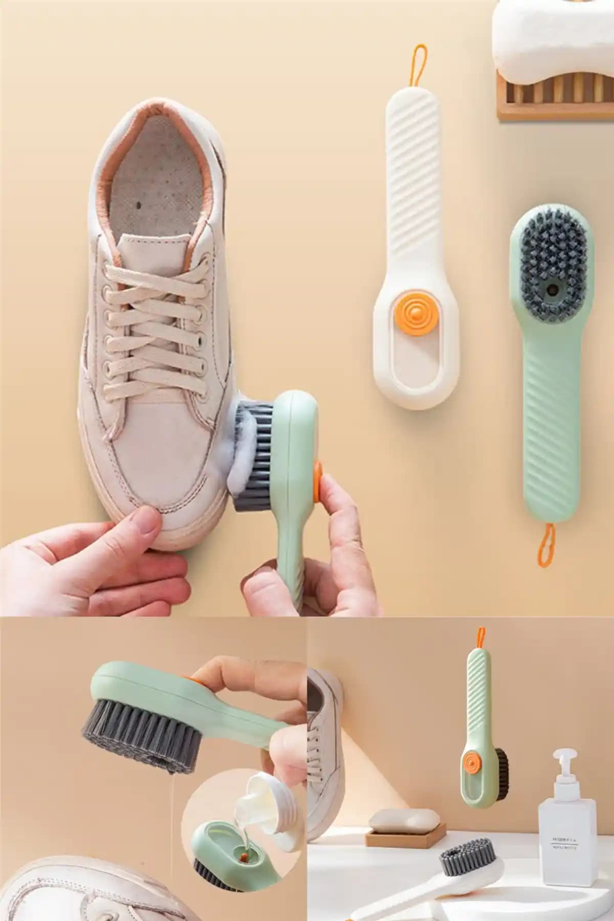 Omilife Ayakkabı Fırçası Deterjan Hazneli Temizlik Aracı Yüksek Performanslı ve Çok Yönlü Kullanım