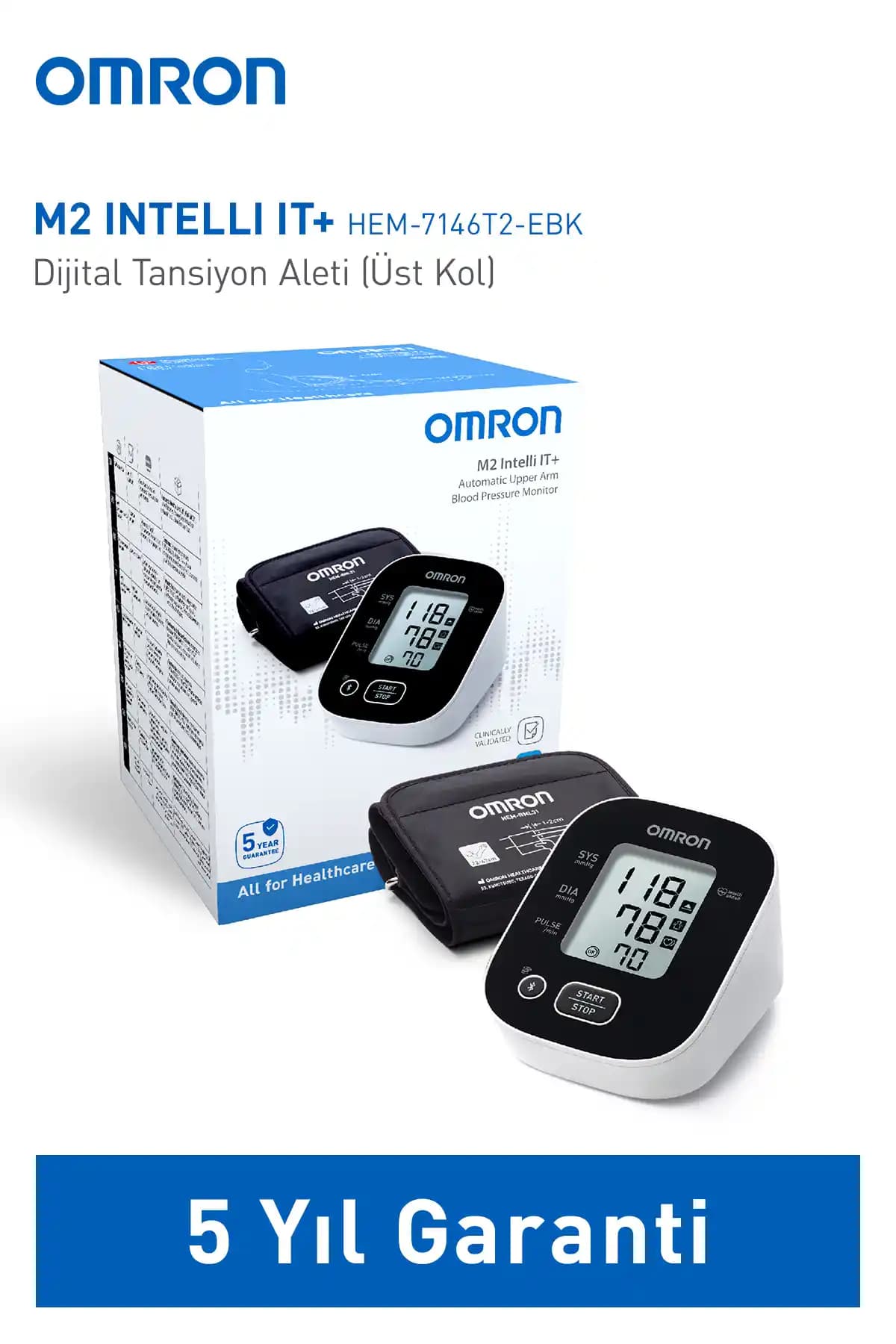Omron M2 Intelli IT+ Bluetooth Dijital Tansiyon Aleti Güvenilir ve Kullanıcı Dostu Sağlık Cihazı