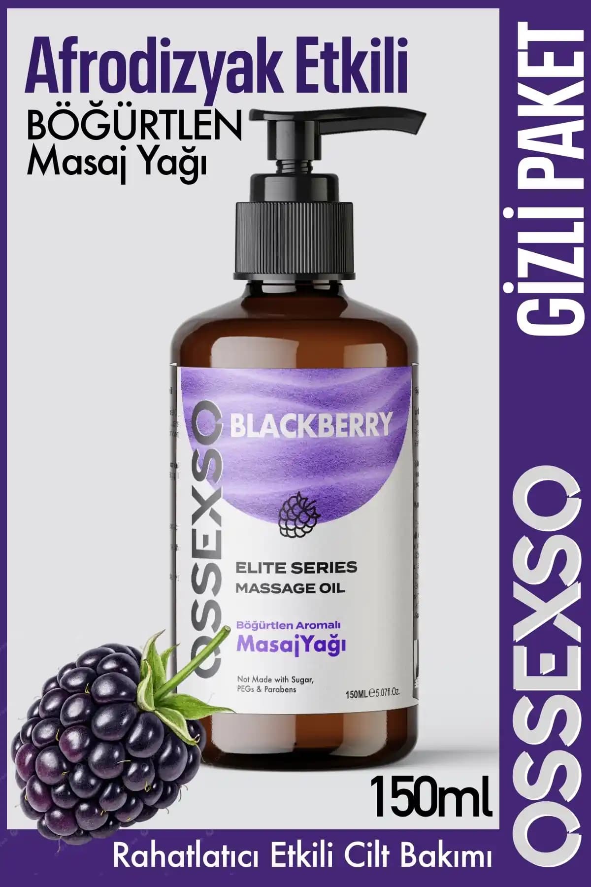 OSSEXSO Yenilebilir Doğal Böğürtlenli Aromaterapi Masaj Yağı Türkiye Üretimi