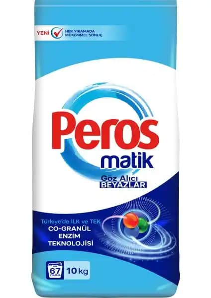 Peros Matik Göz Alıcı Beyazlar 10 kg: Yüksek Performanslı ve Ekonomik Çamaşır Deterjanı