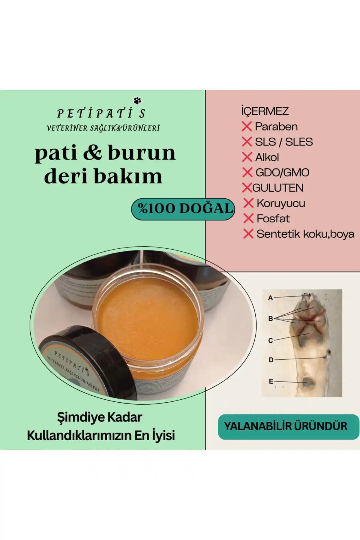 Petipatis Deri Bakım Kremi 50 ml – Kediler ve Köpekler İçin Patilere Özel Bakım Ürünü