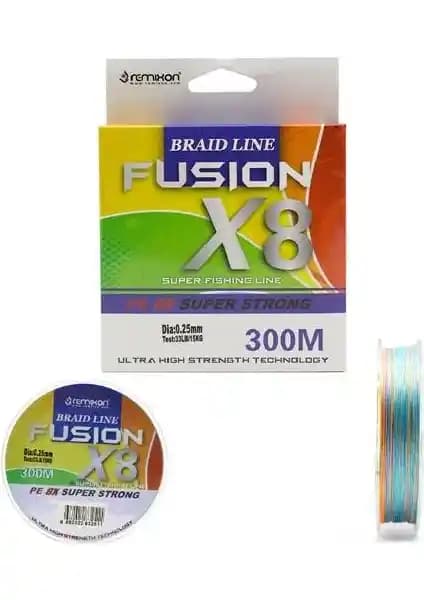Remixon Fusion 8x 300M Çok Renkli IP Misina: Dayanıklı ve Estetik Balıkçılık Malzemesi