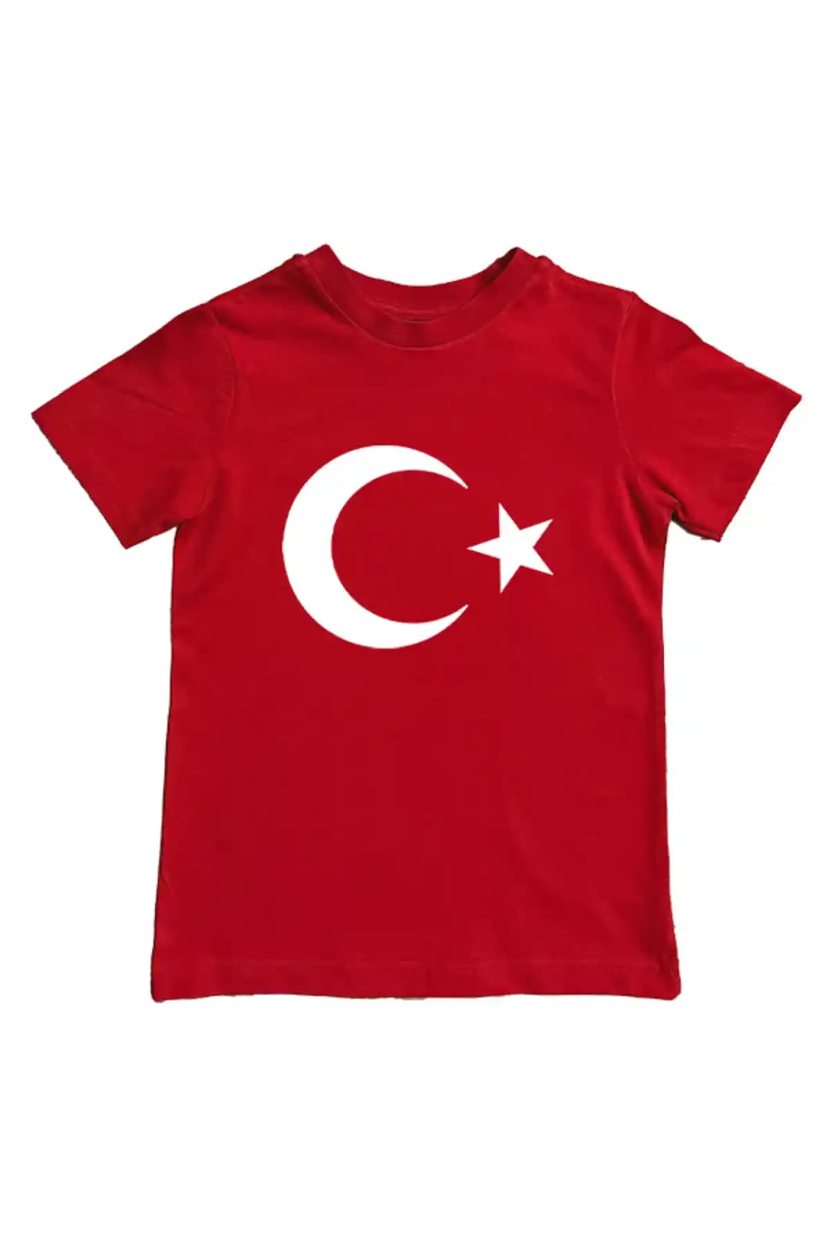 Sedi̇rlİ Unisex Ay Yıldızlı Türk Bayrağı Pamuklu Çocuk Tişörtü Günlük ve Yazlık Kullanım İçin