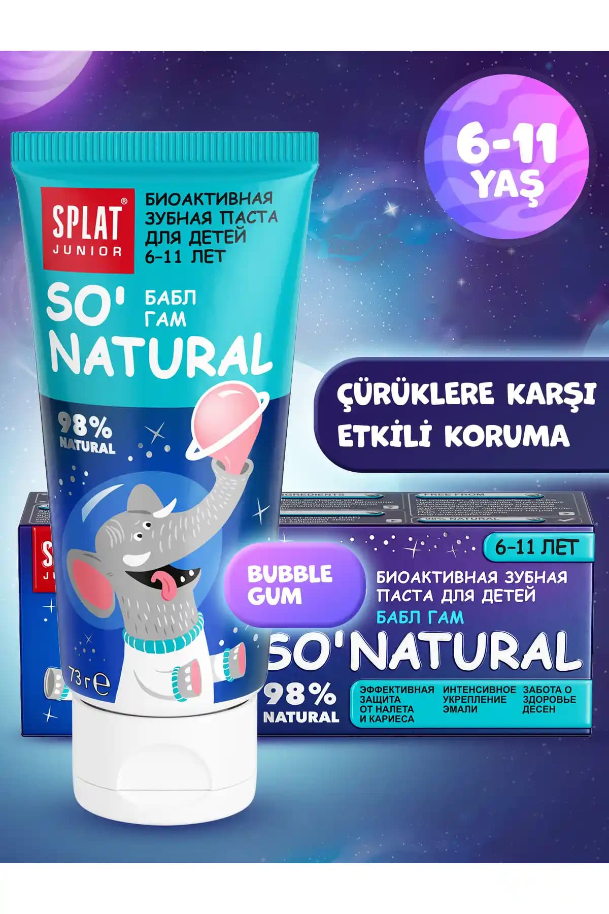 Splat Junior Doğal Çocuk Diş Macunu Bubble Gum Aroması Güvenli ve Etkili Bakım