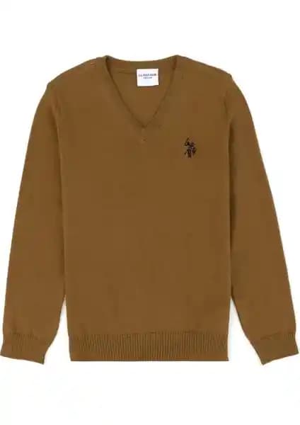 U.S. Polo Assn. Erkek Çocuk Açık Haki Triko Kazak: Şık ve Rahat Günlük Kıyafet Seçeneği