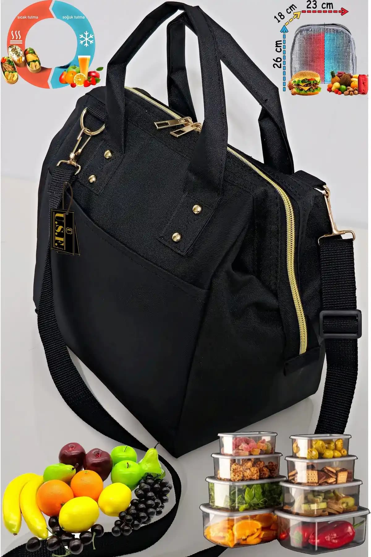 USF Termal Yemek Çantası Sıcak ve Soğuk Tutma Özelliğiyle Günlük Kullanım İçin Uygun