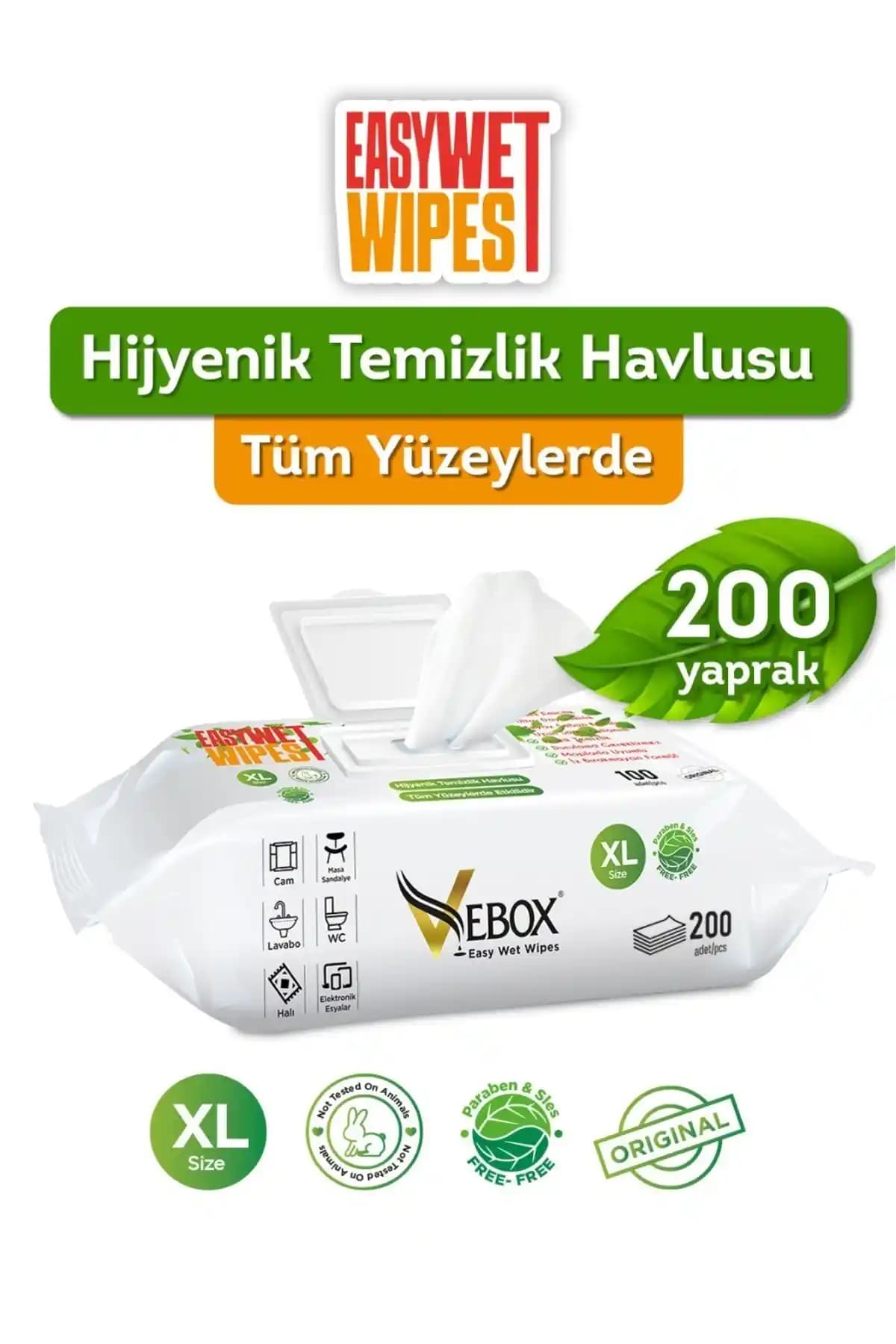 Vebox Easy Wet Wipes Yüzey Temizleme Havlusu: Pratik ve Güvenli Temizlik Çözümü