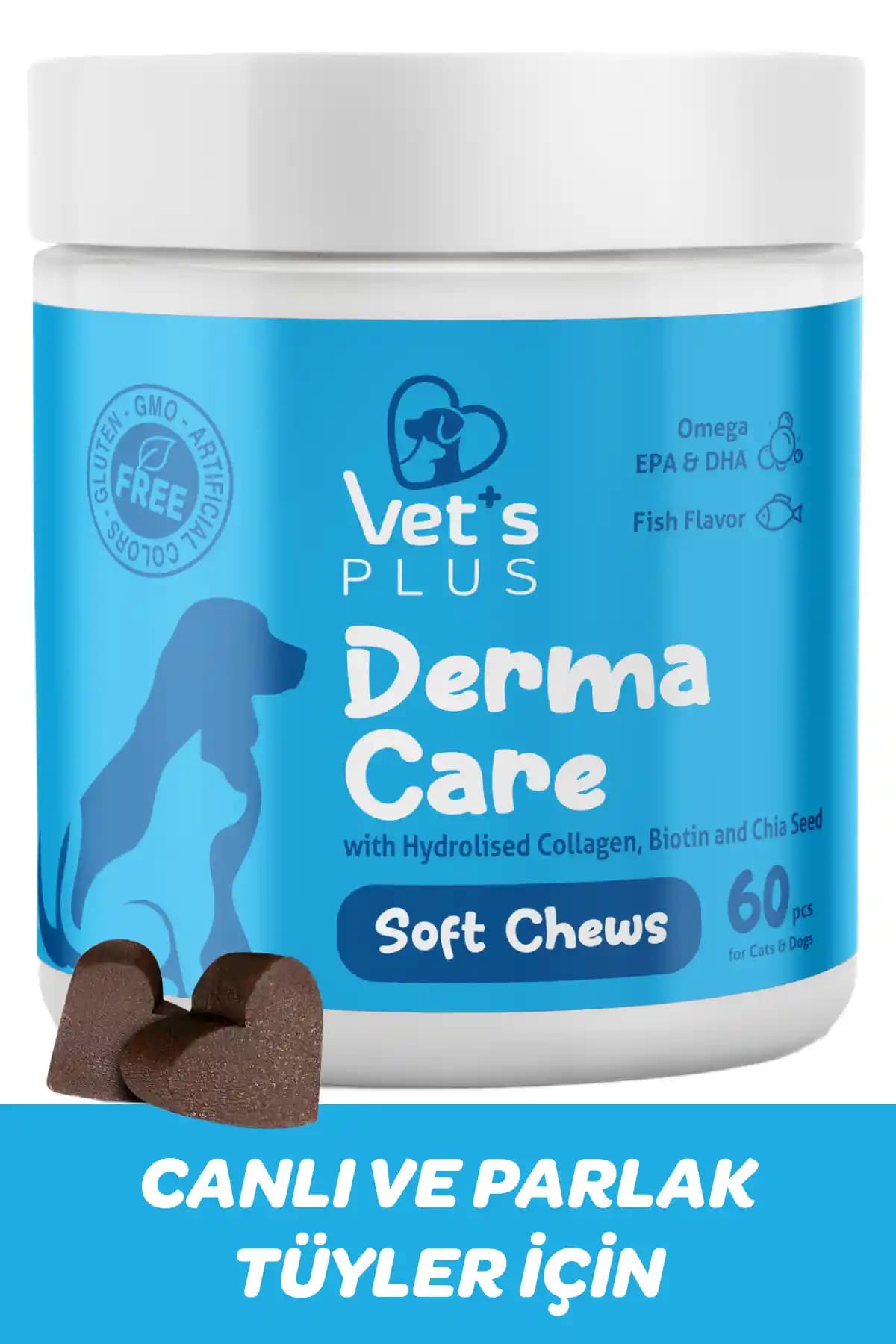 Vet's Plus Derma Care Çiğnenebilir Tablet: Evcil Dostlarınızın Cilt ve Tüy Sağlığını Destekleyen Takviye Ürünleri