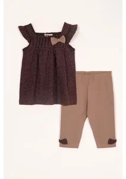 Zepkids Kare Yaka Fırfır Kol Puantiyeli Kahve Çocuk Taytlı Takım Özellikleri ve Kullanım Alanları
