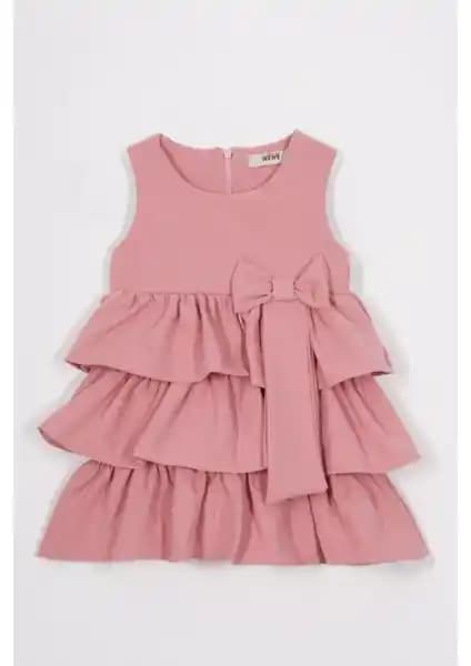Zepkids Kız Çocukları İçin Şık ve Rahat Pudra Renk Elbise Tasarımı