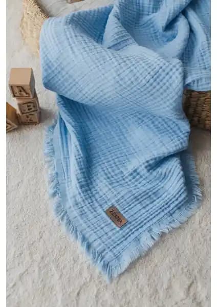 Zeypba Bebek Mavisi ve Bej 4 Katlı Müslin Battaniye Karşılaştırması