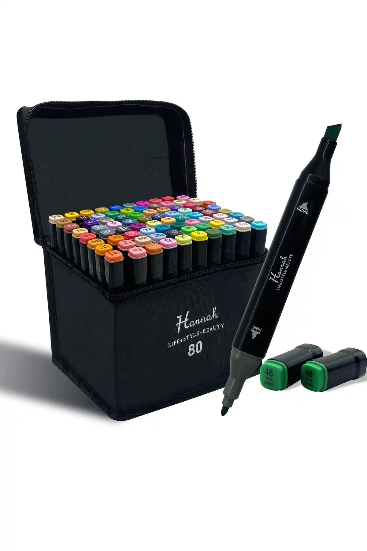 Hannah 80 Parça Marker Seti ve KAPVOE 100 Adet Çift Uçlu Kalem Karşılaştırması