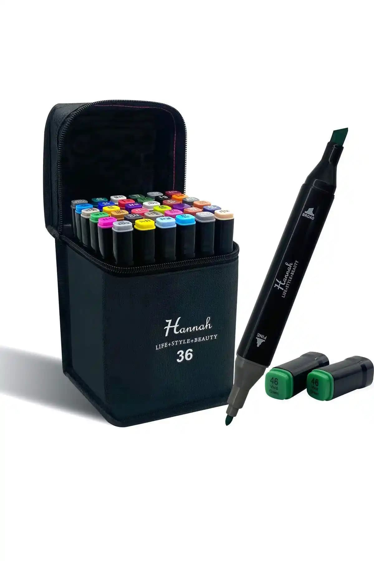 Hannah 36 Parça Çantalı Çift Taraflı Marker Seti ile Yaratıcılığınızı Geliştirin