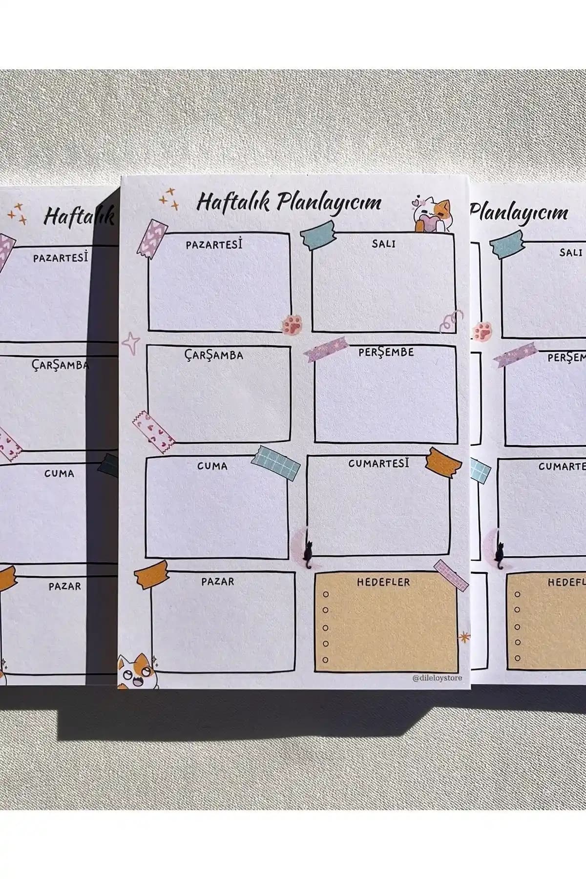 Küçük Boyutlu Kedili Haftalık Planlayıcı: Taşınabilir ve Şık Organize Edici