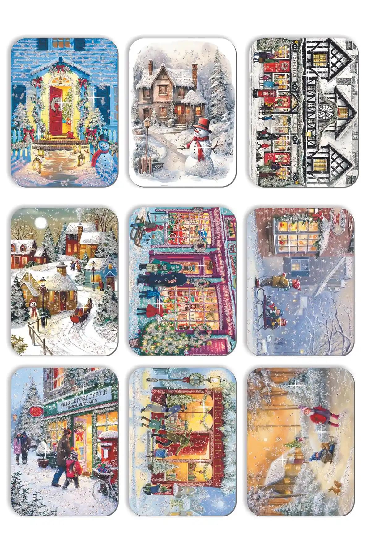 Mia Pera 9'lu Simli Yılbaşı Kartpostal Seti Nostaljik ve Şık Dekoratif Alternatif