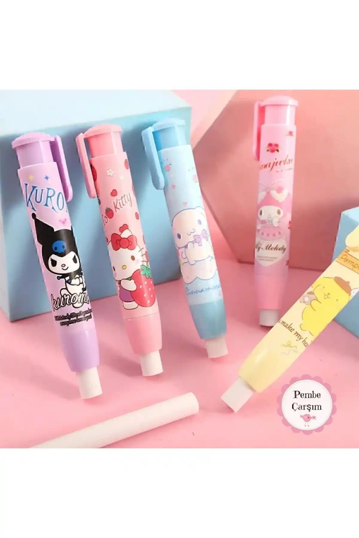 Pembe Çarşı Sanrio Stick Silgi Çocuklar ve Karakter Severler İçin Renkli ve Kullanışlı