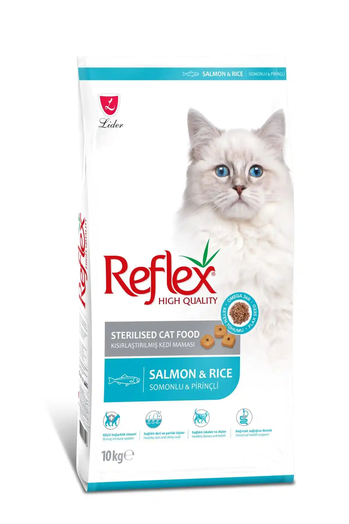 Reflex Somonlu ve Pirinçli Kısırlaştırılmış Yetişkin Kedi Maması 10kg büyük paket