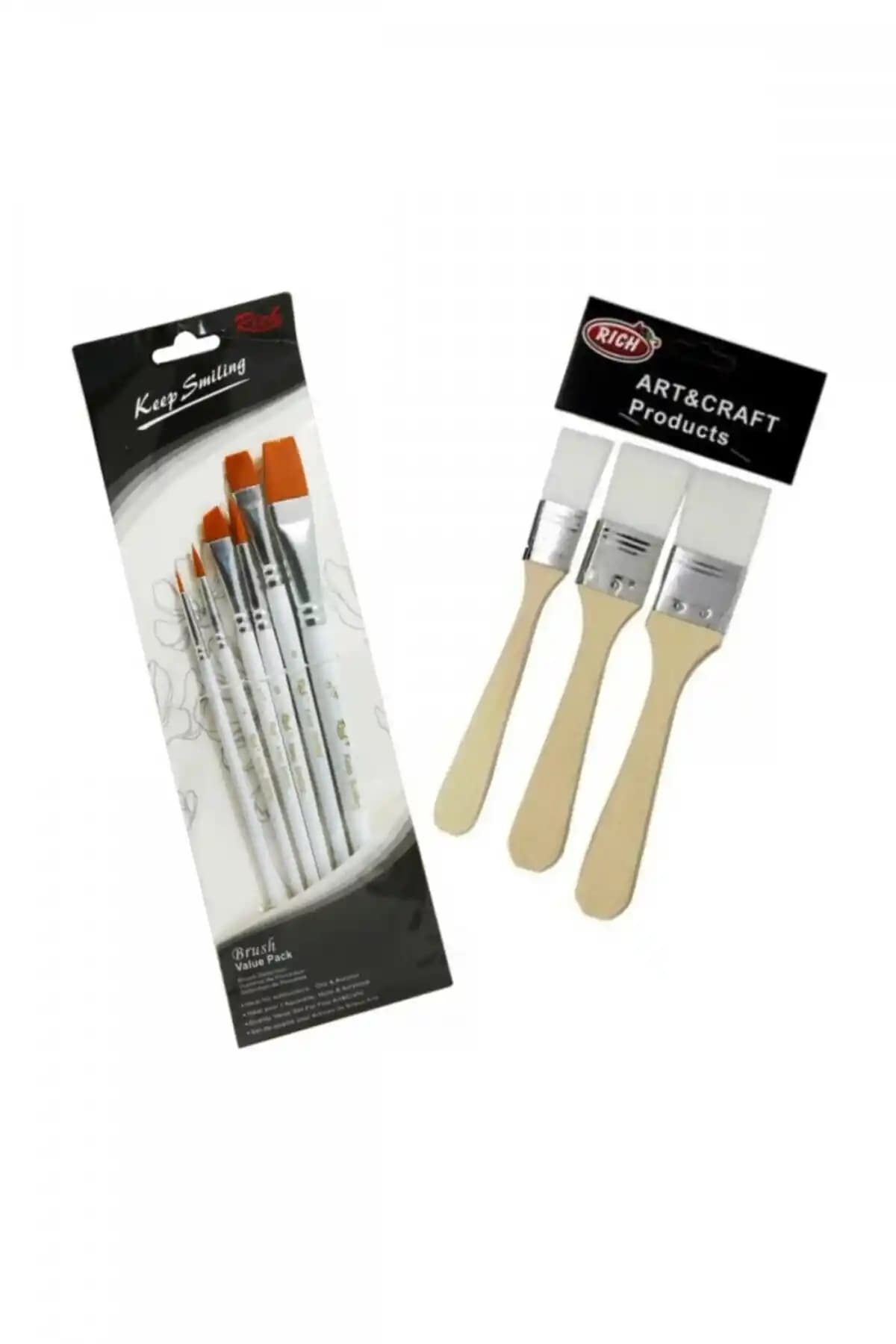 Rich Keep Smile 6'lı Çok Amaçlı Fırça Seti - Yüksek Kalite ve Ekonomik Fiyatlı Sanat Malzemeleri