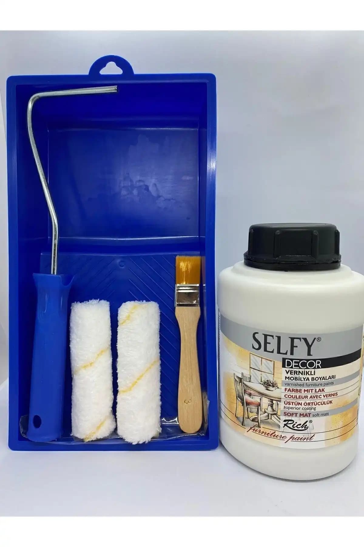 Rich Selfy Decor Kendinden Vernikli Mobilya Boyası 1250 cc Antik Beyaz Rulo Seti