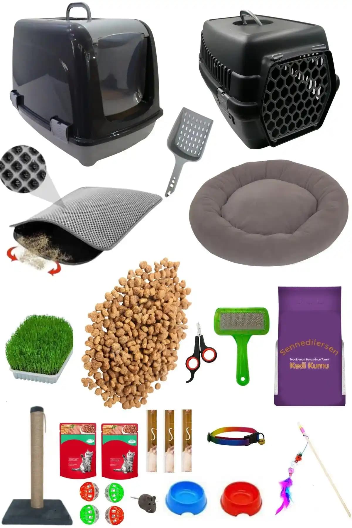 SENNEDİLERSEN 25 Parça Kedi Başlangıç Seti ile kedinizin temel ihtiyaçlarını karşılayın