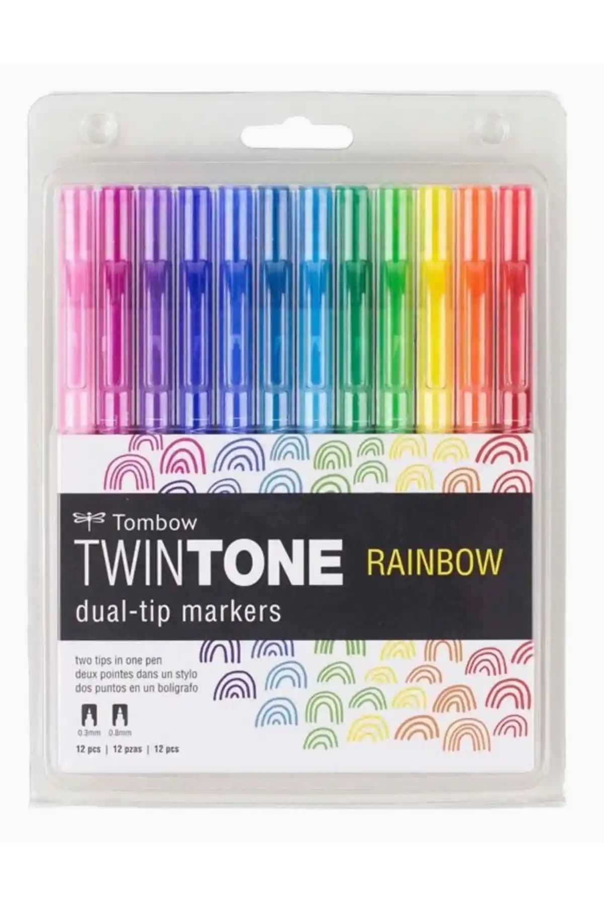Tombow Twintone 12'li Çift Taraflı Renkli Marker Seti Sanat ve Tasarım İçin Uygun