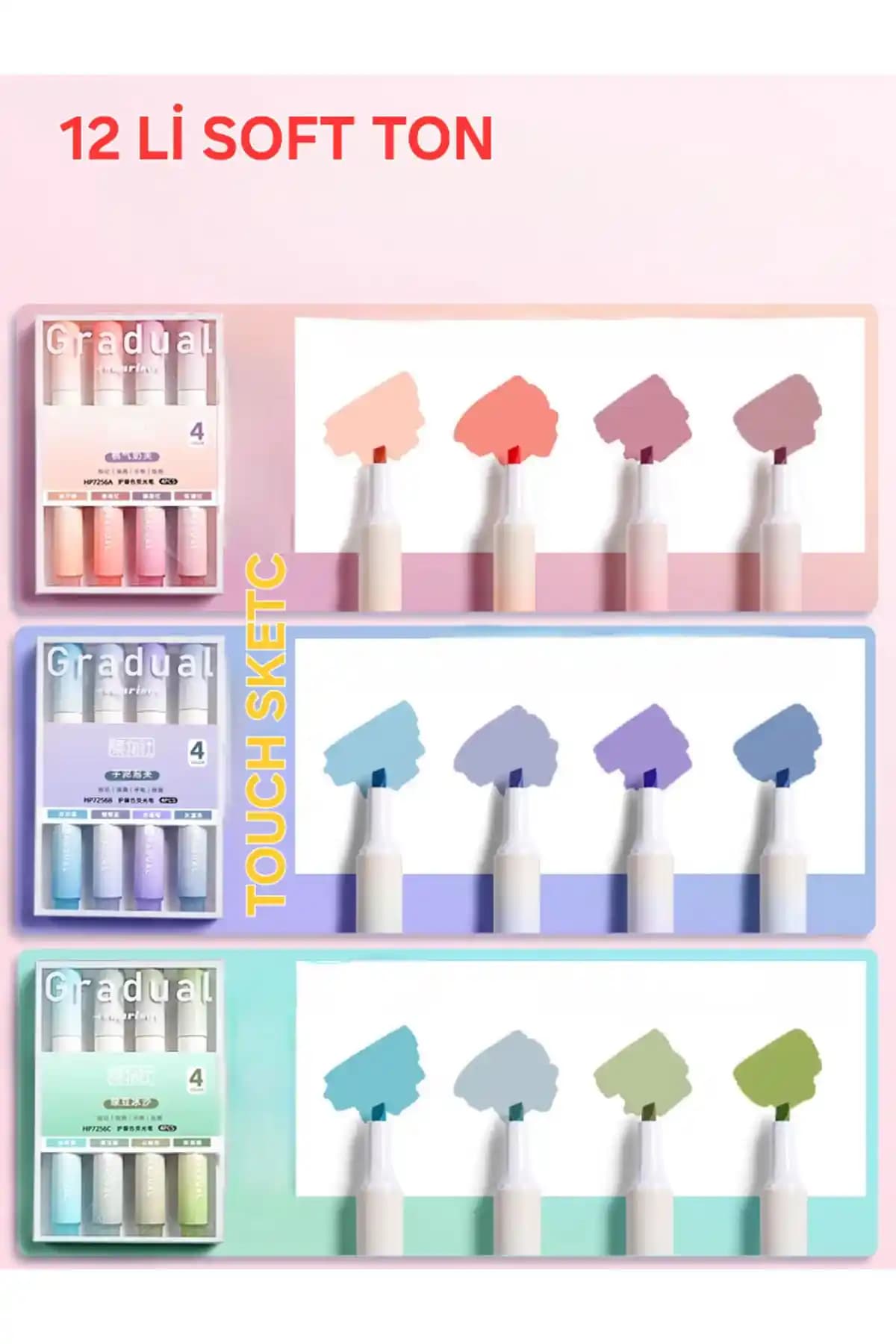 Touch Sketc 12'li Gradual Fosforlu Kalem Seti Renk Çeşitliliği ve Kullanım Avantajları