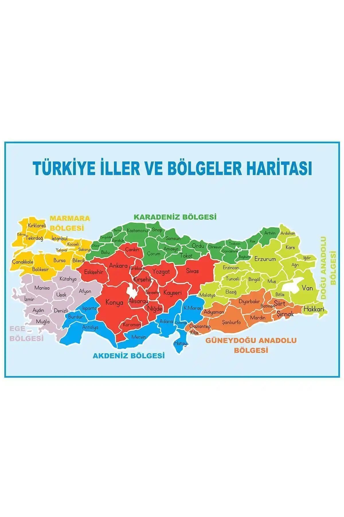 Türkiye İller ve Bölgeler Haritası 70x100 cm Branda Baskısı Detaylı İnceleme