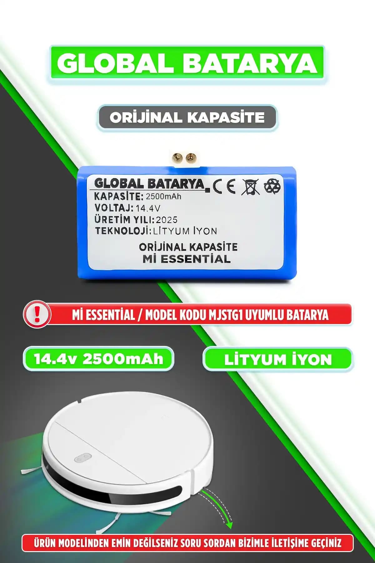 Xiaomi Mi Vacuum Mop G1 2in1 Essential Robot Süpürge Bataryası Uzun Ömürlü ve Güçlü Performans