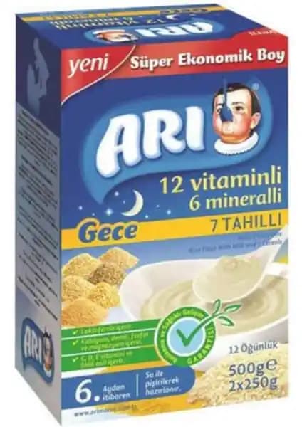 Arı Mama Gece 12 Vitaminli 6 Mineralli Sütlü 7 Tahıllı Pirinç Unu Bebekler İçin Sağlıklı Beslenme Seçeneği