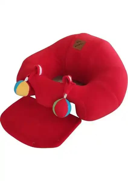 Bebe Yatmaz Çıngıraklı Oturma Minderi Kırmızı Güvenli ve Konforlu Bebek Oturma Çözümü