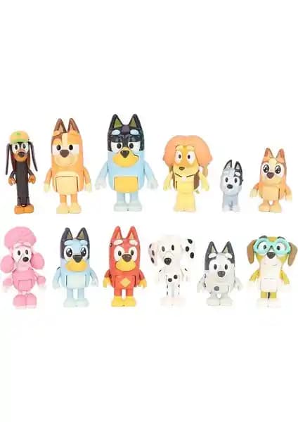 Bluey Arkadaşlar Serisi 12'li Collie Oyuncak Seti Çocuklar İçin Güvenli ve Eğlenceli