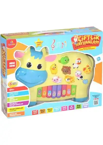 Can Ali Toys Işıklı Müzikli İnek Görünümlü Piyano: Eğlenceli ve Eğitici Çocuk Oyuncağı