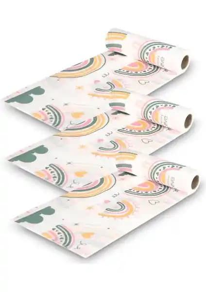 Gökkuşağı Desenli 100x120cm Tek Kullanımlık Masa ve Aktivite Örtüsü